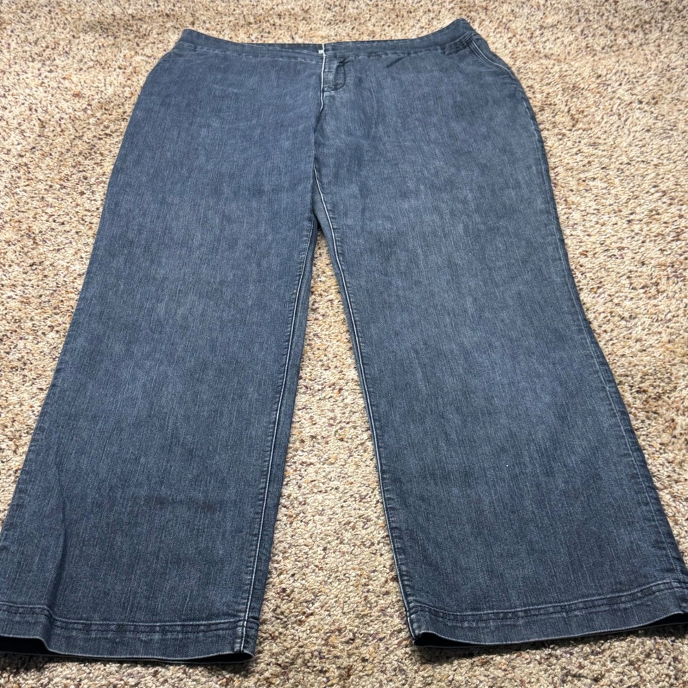 Chicos Platinum Wide Leg Denim Trouser Jeans Dark Wash Blue Size 2.5 Regular
